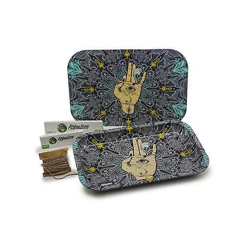 Afghan Hemp Rolling Tray Kit with Magnetic Lid