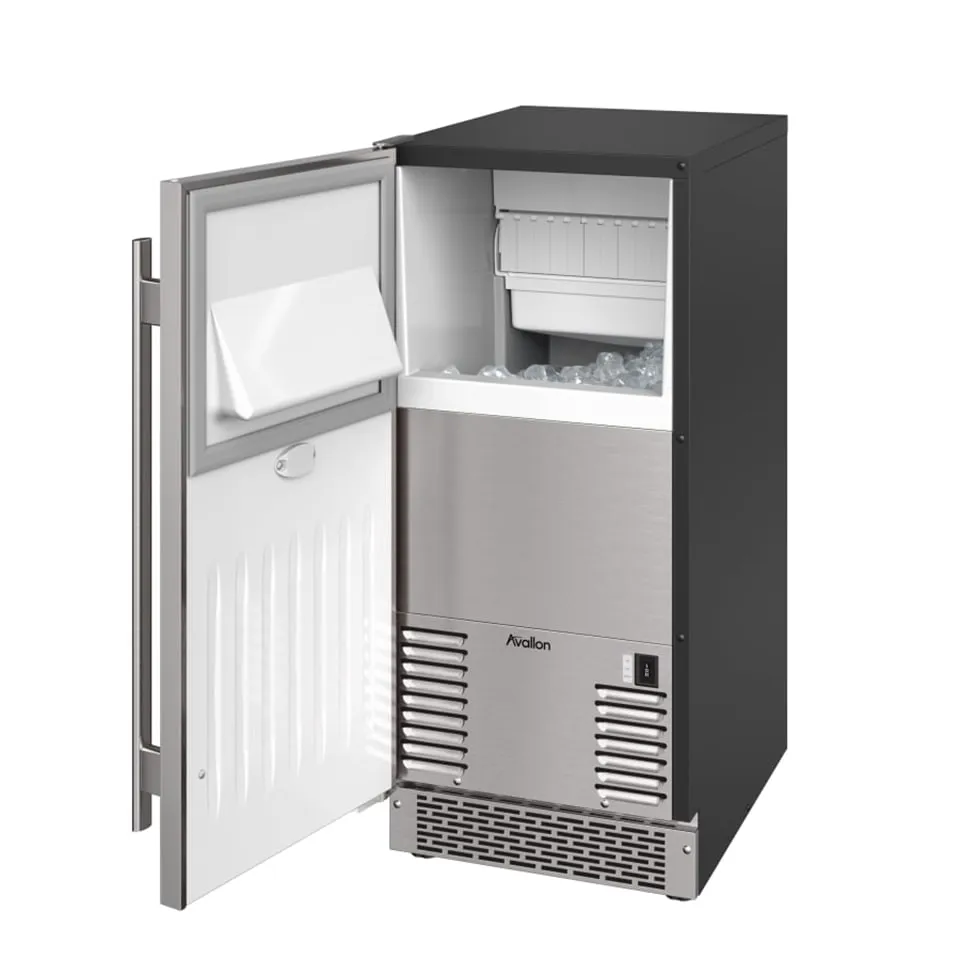 Avallon AIMG151GSSILH 15" Wide 26 Lbs. Capacity Built-In and Free Standing Ice Maker in Stainless Steel