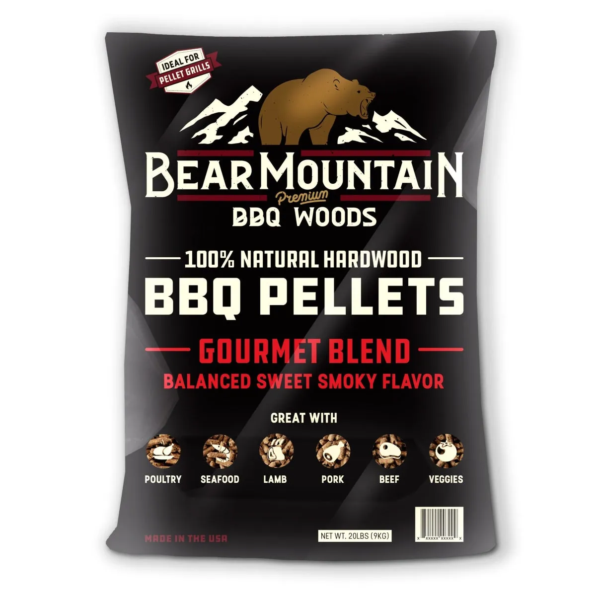 BEAR MOUNTAIN PREMIUM BBQ WOODS 20 Lbs. All-Natural Hardwood Gourmet Blend Smoker Pellets