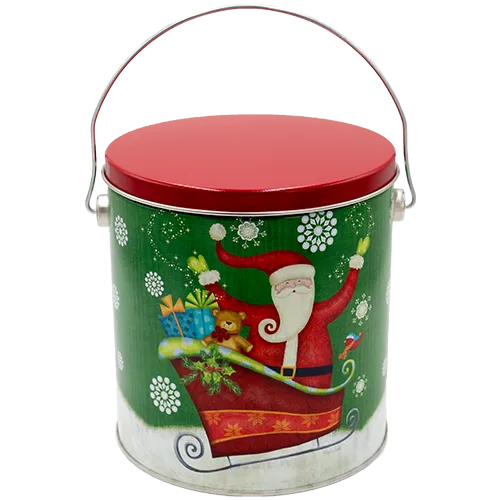 Christmas Popcorn Tin Sparkly Santa 1 Gallon Pick Your Flavor