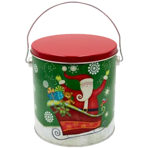 Christmas Popcorn Tin Sparkly Santa 1 Gallon Pick Your Flavor