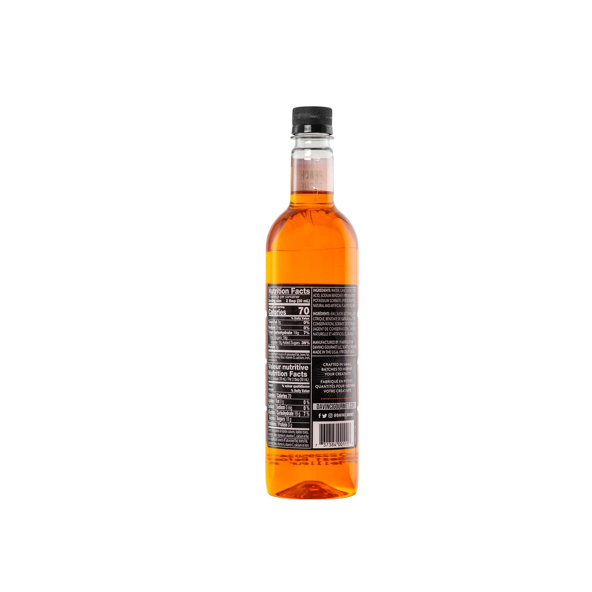 Classic Peach Syrup - 12 x 750 ml Plastic