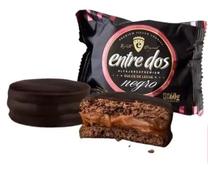 Entre Dos - Alfajor of Dark Chocolate with Dulce de Leche 12u 720g/1.58lb