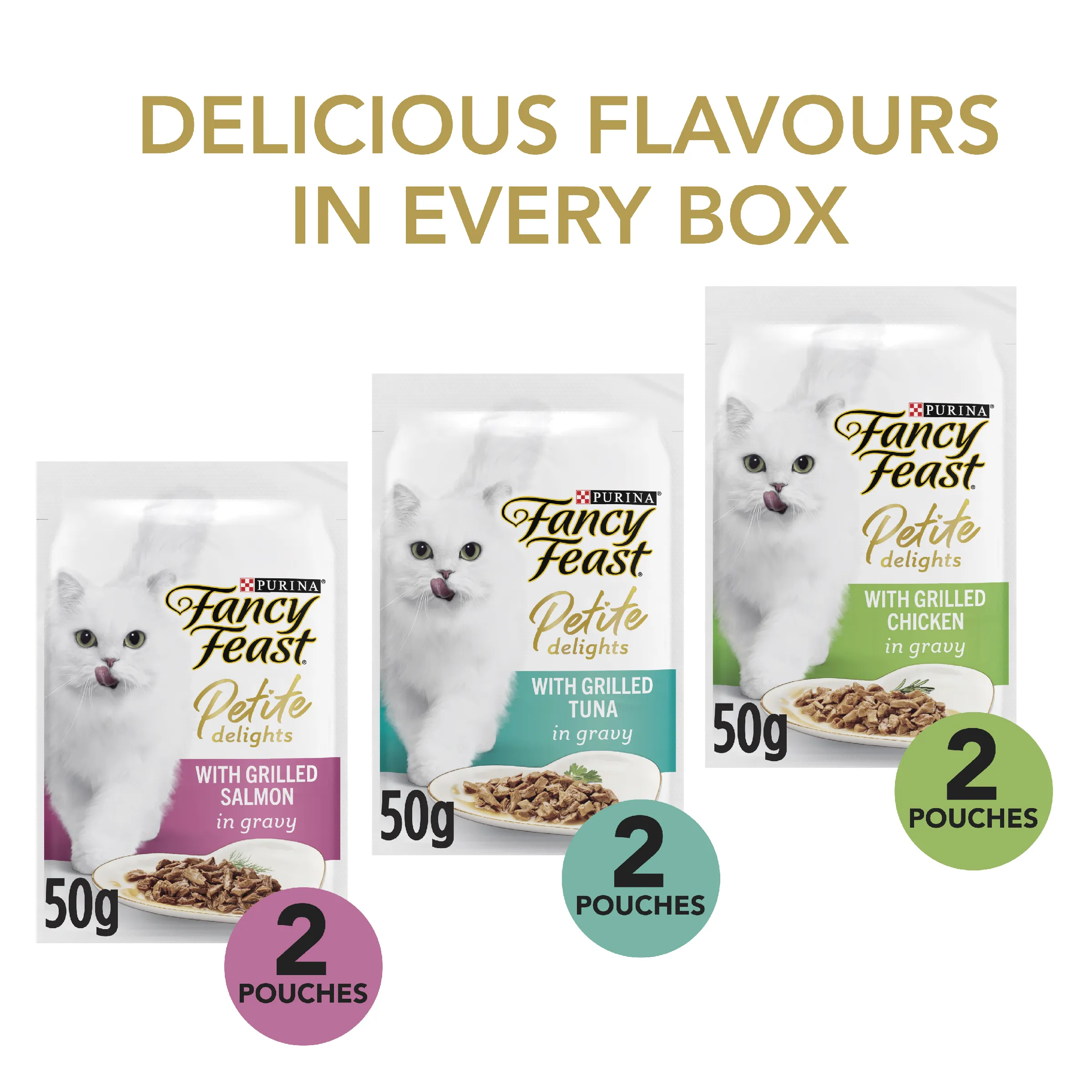 Fancy Feast Petite Delights Salmon Tuna Chicken  Variety Pack Adult Wet Cat Food 50g x 6