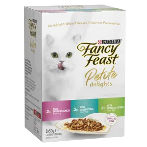 Fancy Feast Petite Delights Salmon Tuna Chicken  Variety Pack Adult Wet Cat Food 50g x 6