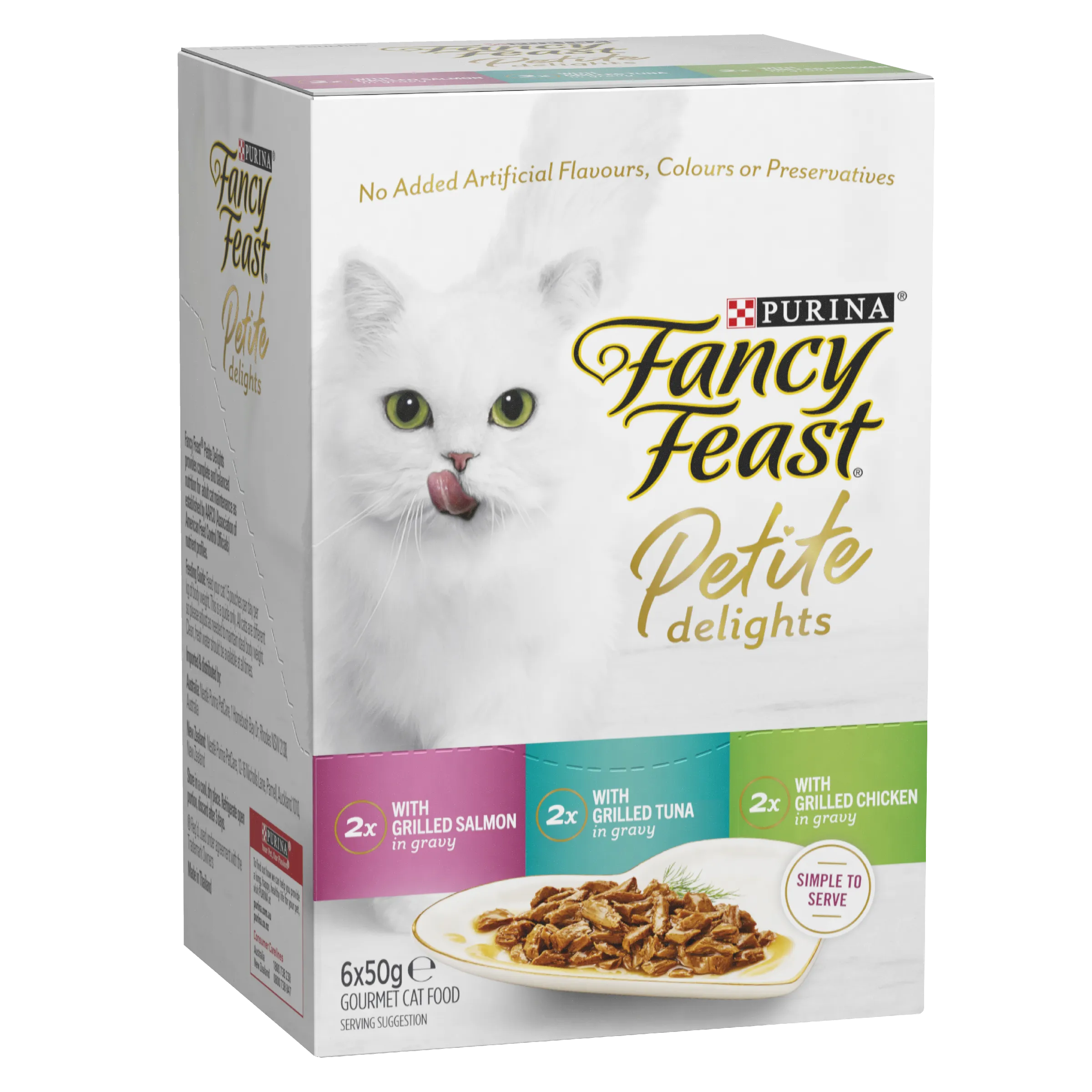 Fancy Feast Petite Delights Salmon Tuna Chicken  Variety Pack Adult Wet Cat Food 50g x 6