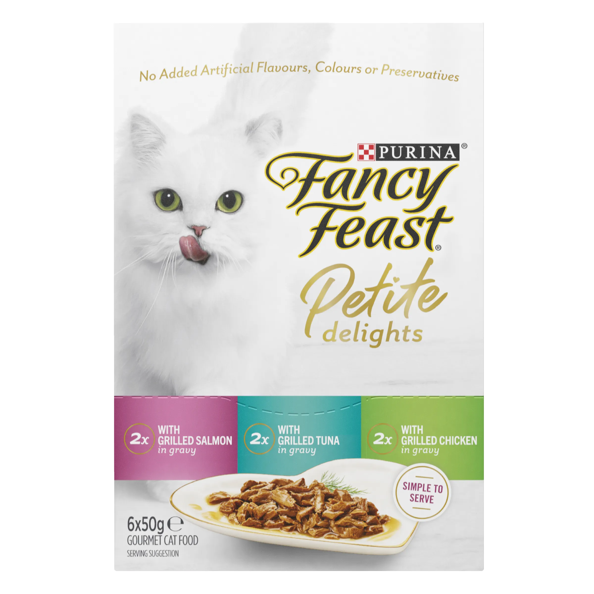 Fancy Feast Petite Delights Salmon Tuna Chicken  Variety Pack Adult Wet Cat Food 50g x 6