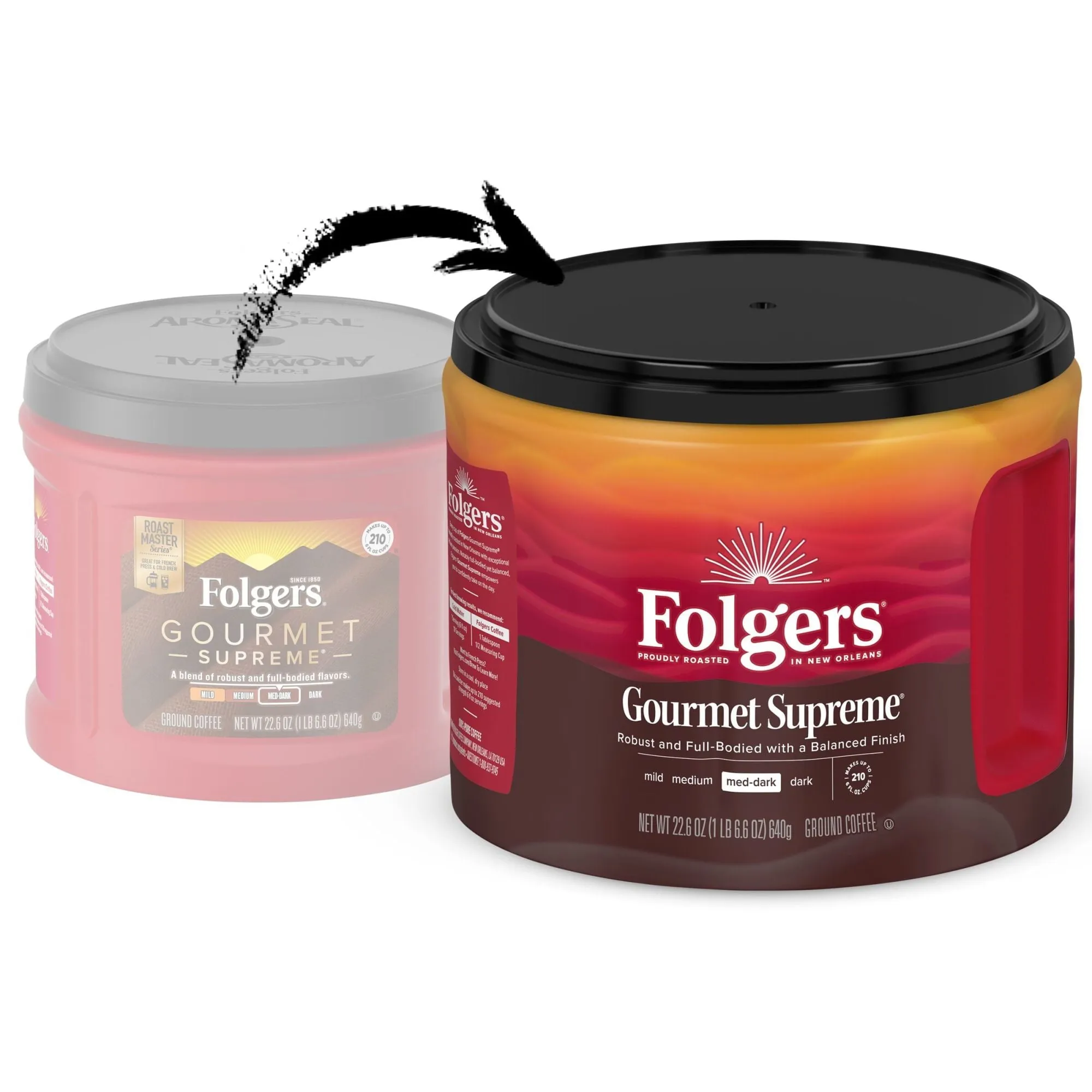 Folgers Gourmet Supreme Ground Coffee - Premium 22.6 Ounce Canister for Rich Flavor and Aroma