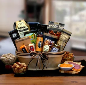 Gourmet Nut & Sausage Gift Basket - meat and cheese gift baskets