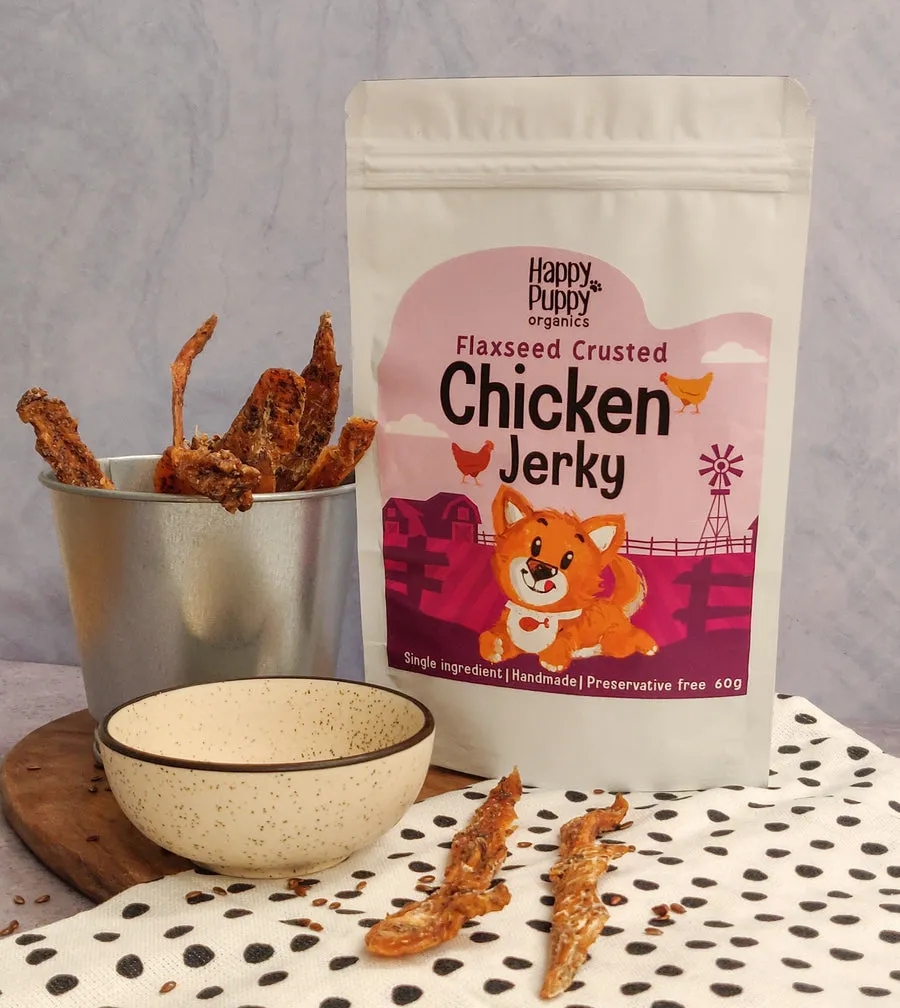 Happy Puppy Organics Flaxseed Crusted Chicken Jerky 60gm