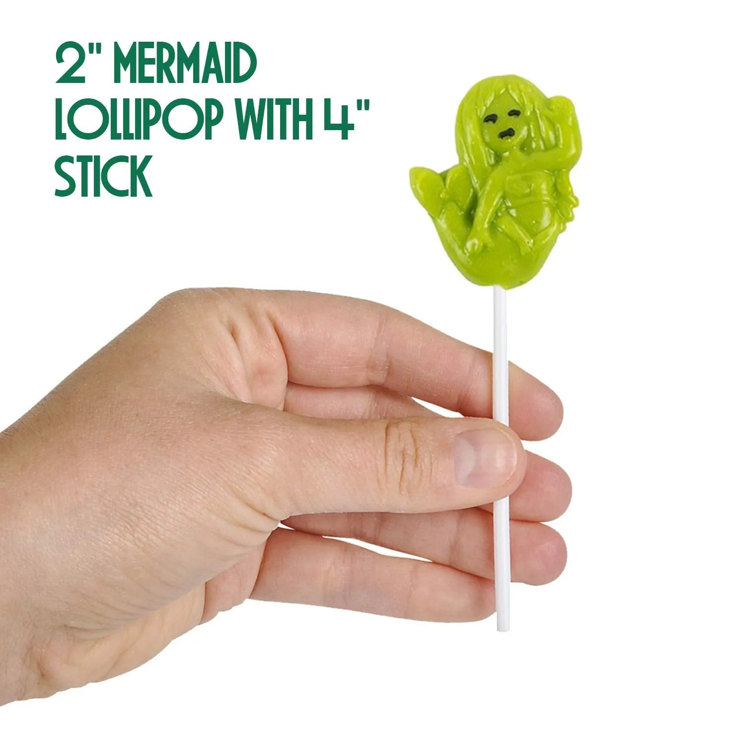 Kicko Mermaid Lollipops - 24 Pack, 2 Inch Flavored Animal Candies on a 4 Inch Stick -