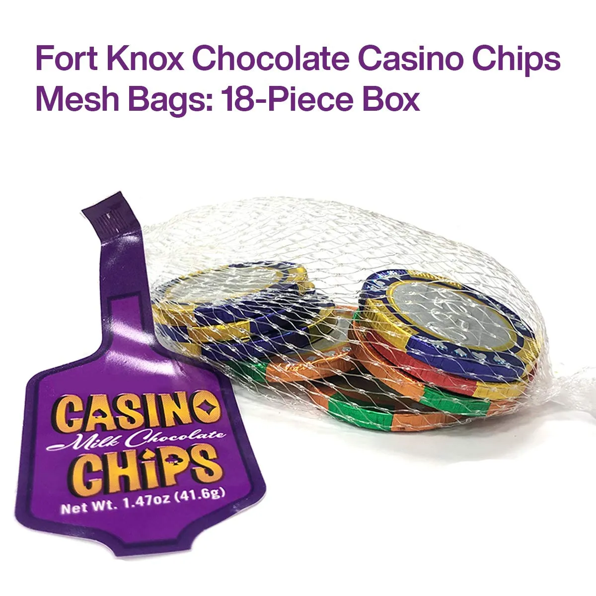 Kicko Milk Chocolate Poker Chips - 1 Set of 18 Bags, 1.47 Ounces per Bag - 1.5 Inch