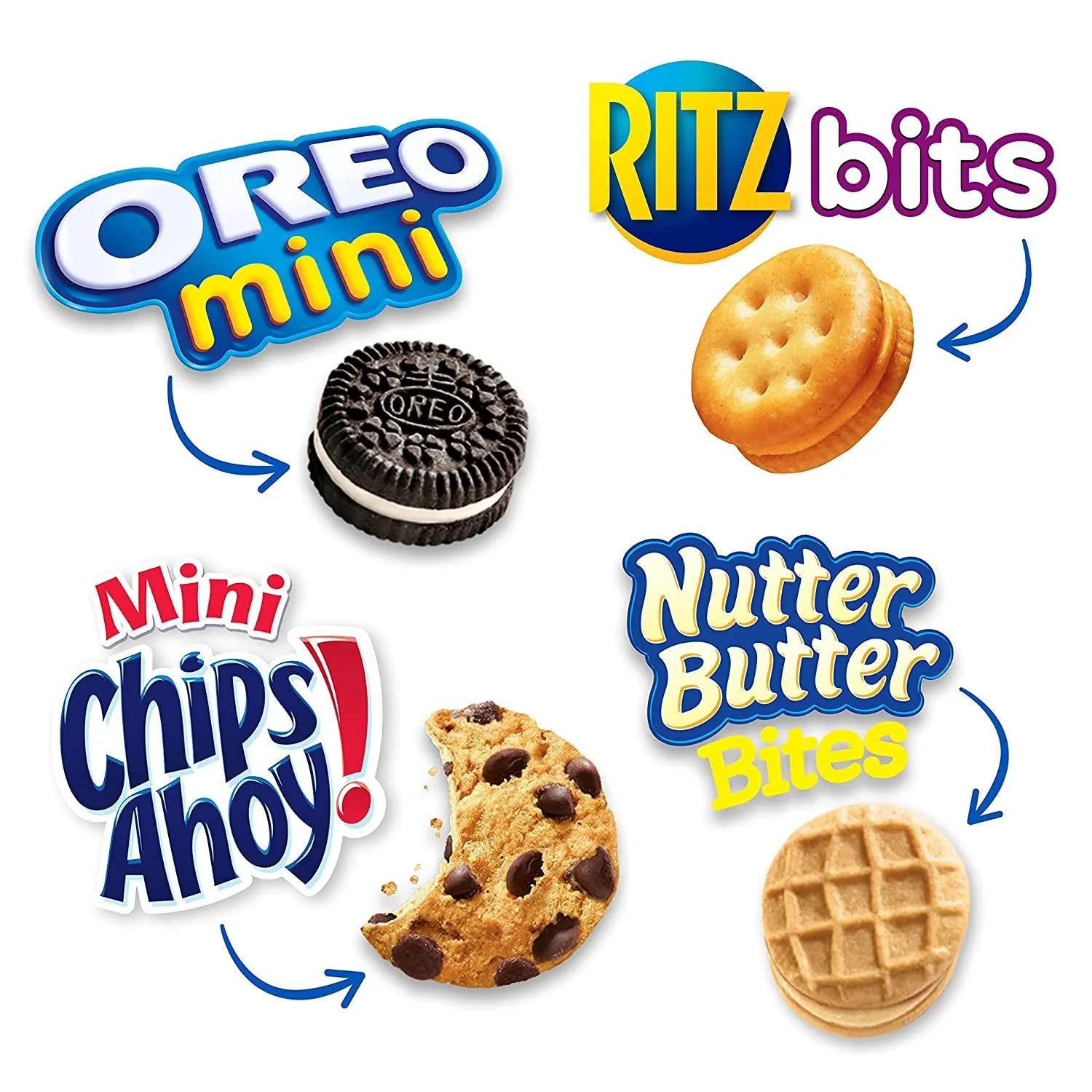 Nabisco Classic Mix Variety Pack, OREO Mini, CHIPS AHOY! Mini, Nutter Butter Bites, RITZ Bits Cheese, School Lunch Box Snacks, 20 - 1 Oz Snack Packs