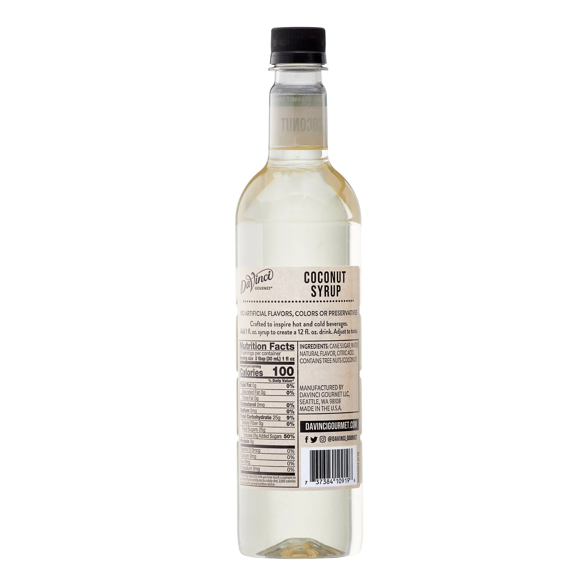 Naturals Coconut Syrup - 4 x 750 ml Plastic