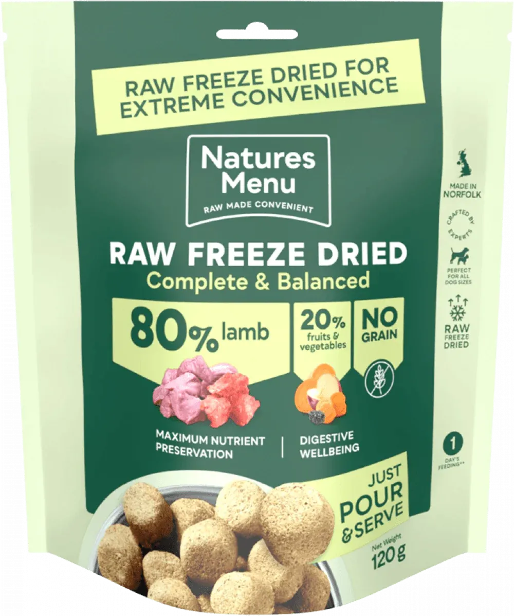 Natures Menu Raw Freeze Dried Complete and Balanced 80/20 Lamb