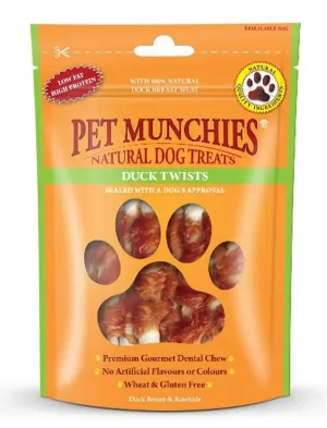 Pet Munchies Dog Treats Duck Twists 80g - Box of 8 BB DATE: 29.08.2024