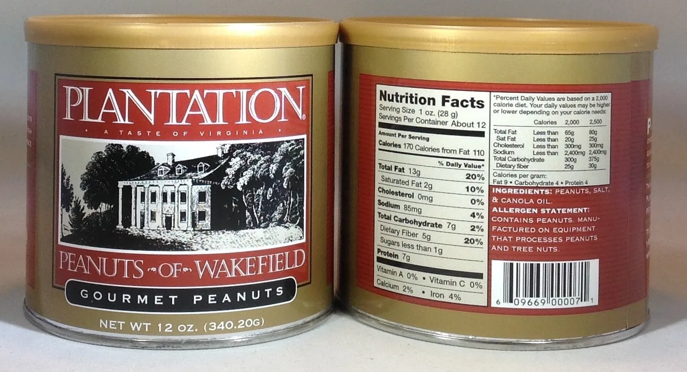 Plantation Peanuts of Wakefield -  Single 10oz. tins