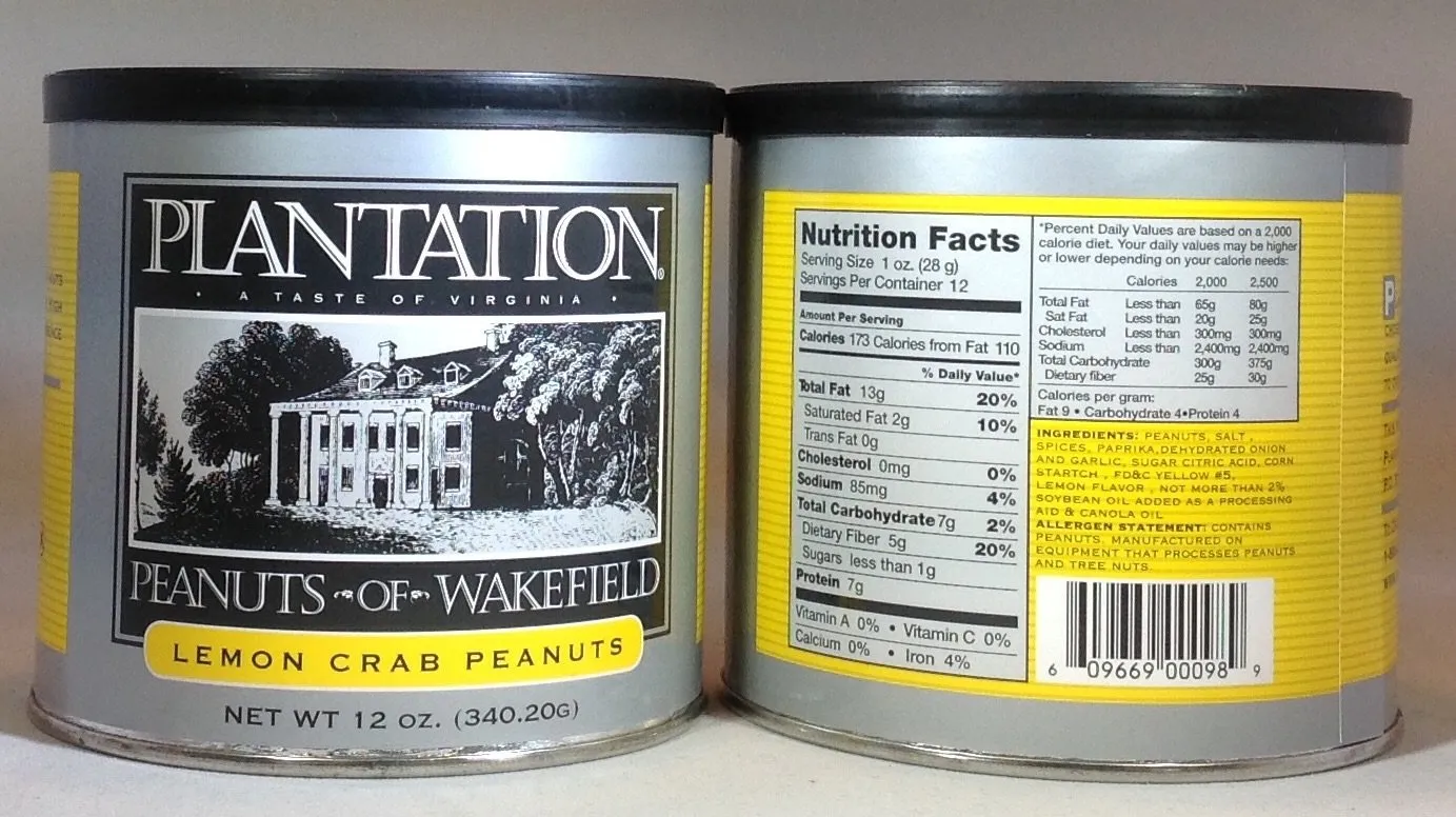 Plantation Peanuts of Wakefield -  Single 10oz. tins