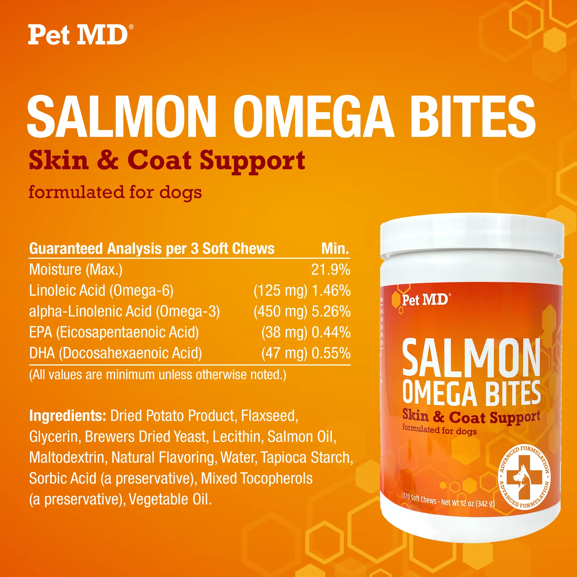 Salmon Omega Soft Chew Bites for Dogs - 120 Count