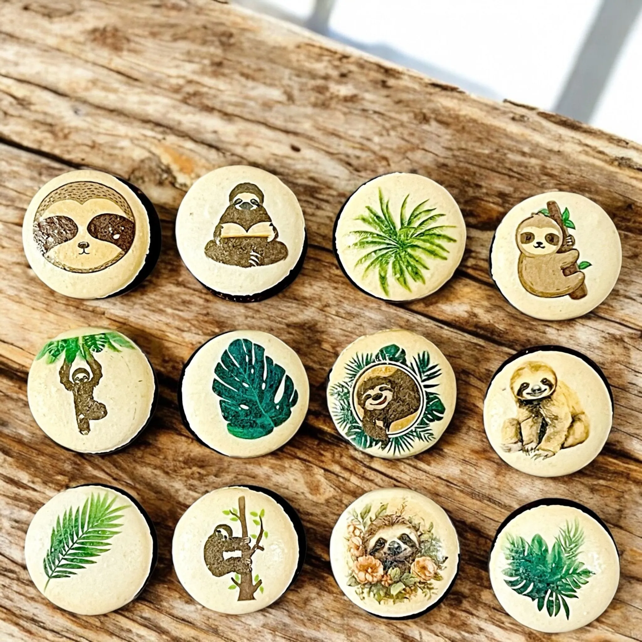 Sloth-Themed Macarons with Edible Art