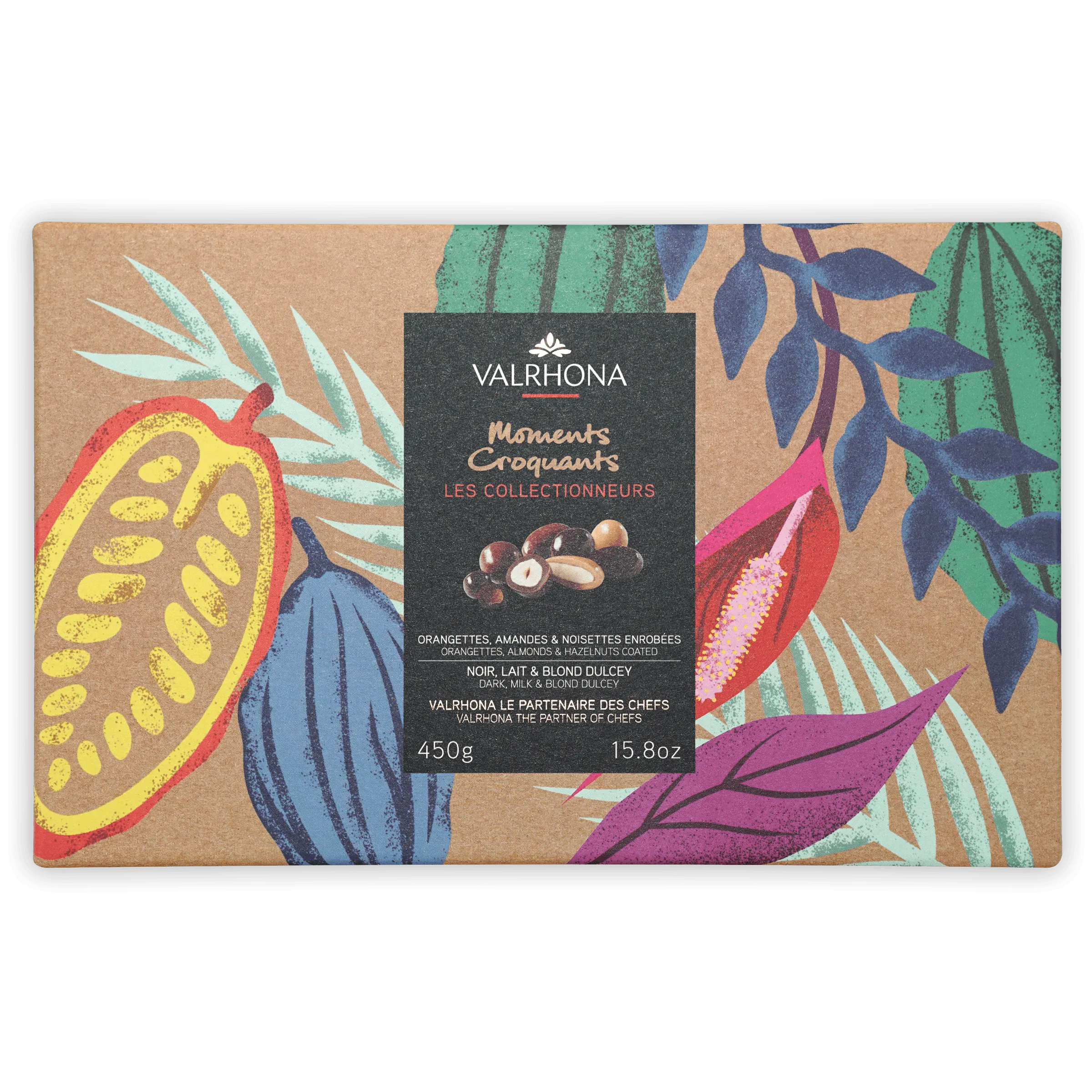 Valrhona Equinoxe Dark, Milk, Dulcey Nuts & Orangettes Collection Gift Box (1 lb)