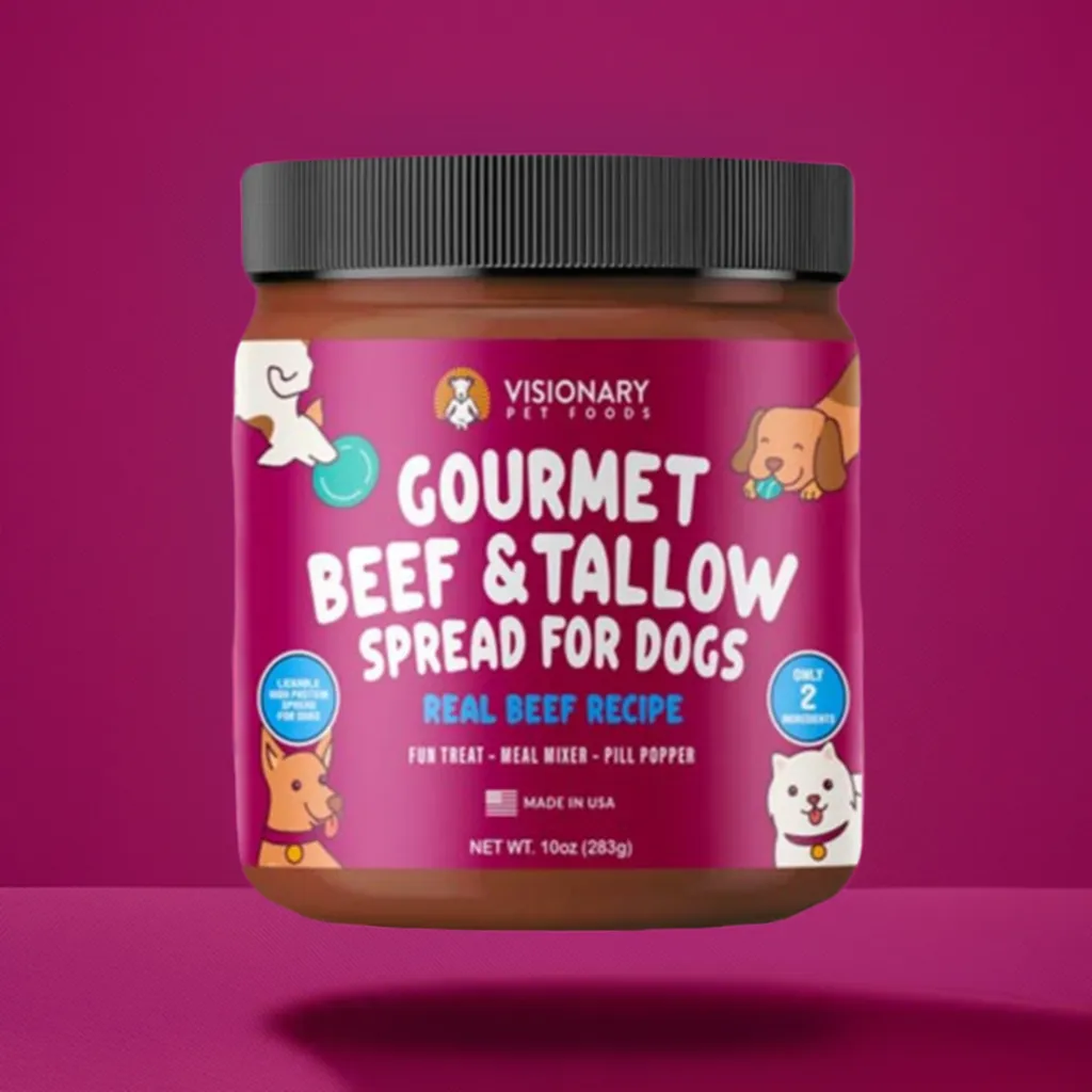 Visionary Pet Foods - Beef Meat Spread for Dogs | Healthier Choice to Peanut Butter | 10oz Jar