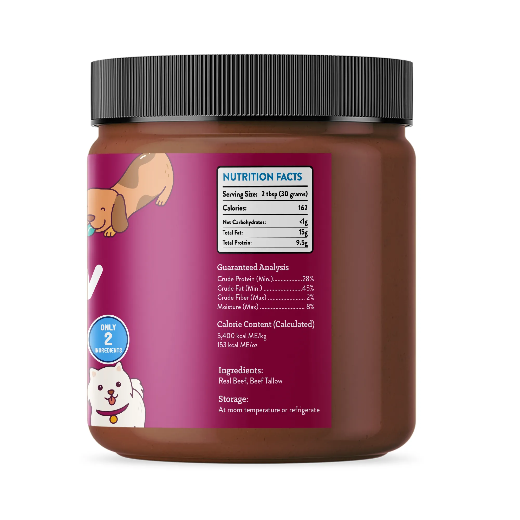 Visionary Pet Foods - Beef Meat Spread for Dogs | Healthier Choice to Peanut Butter | 10oz Jar